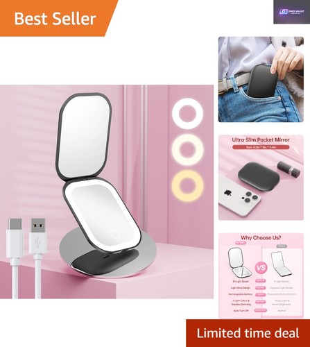 Lighted compact travel mirror - travel,