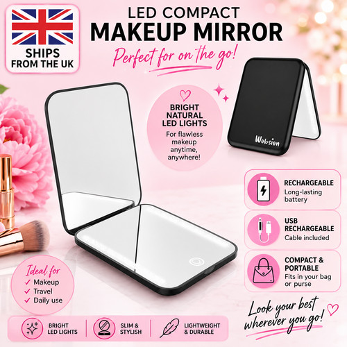 Led travel makeup mirror - travel,